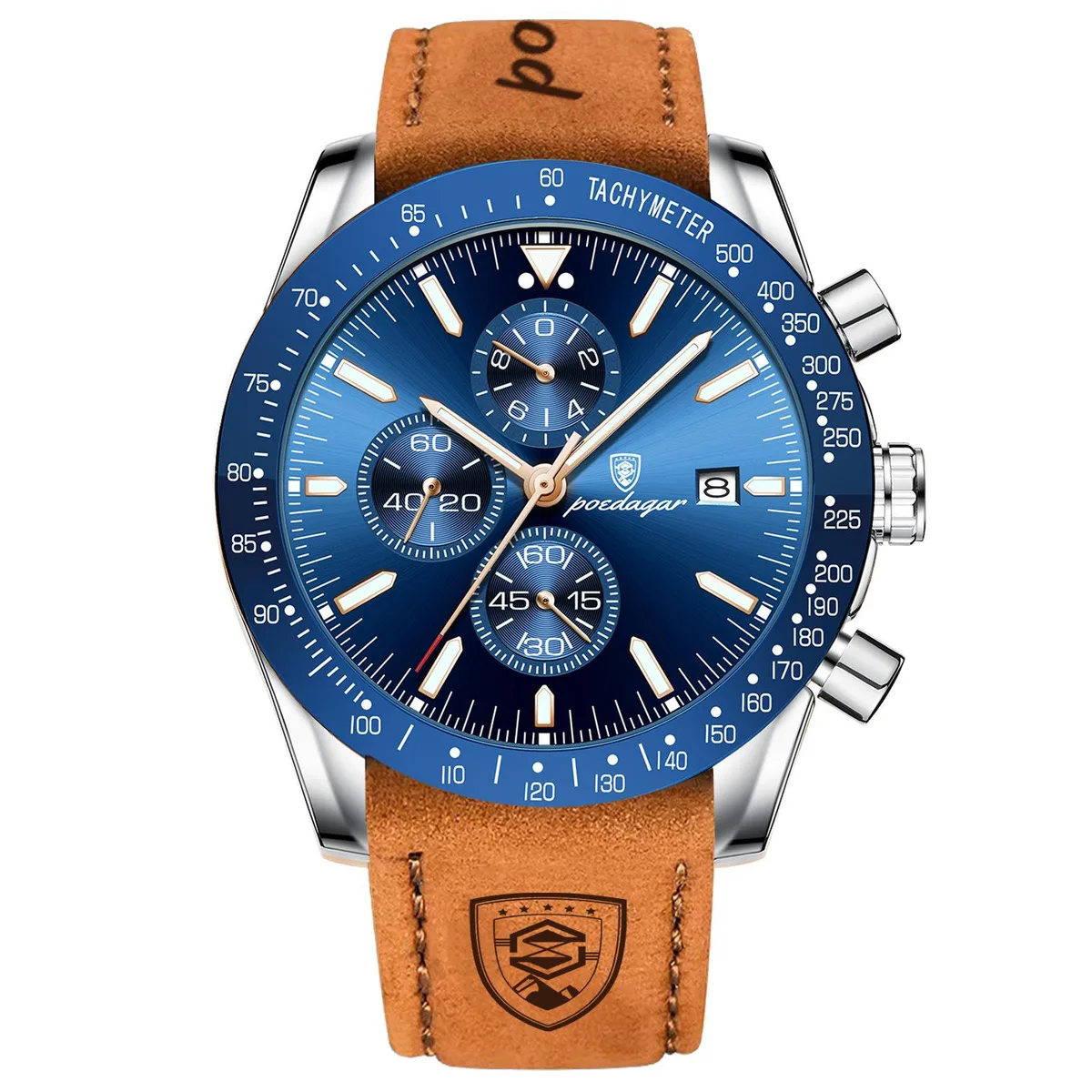 Apec CCTV Apec CCTV Watch Blue 3ATM 304 Steel Leather Strap — product photo