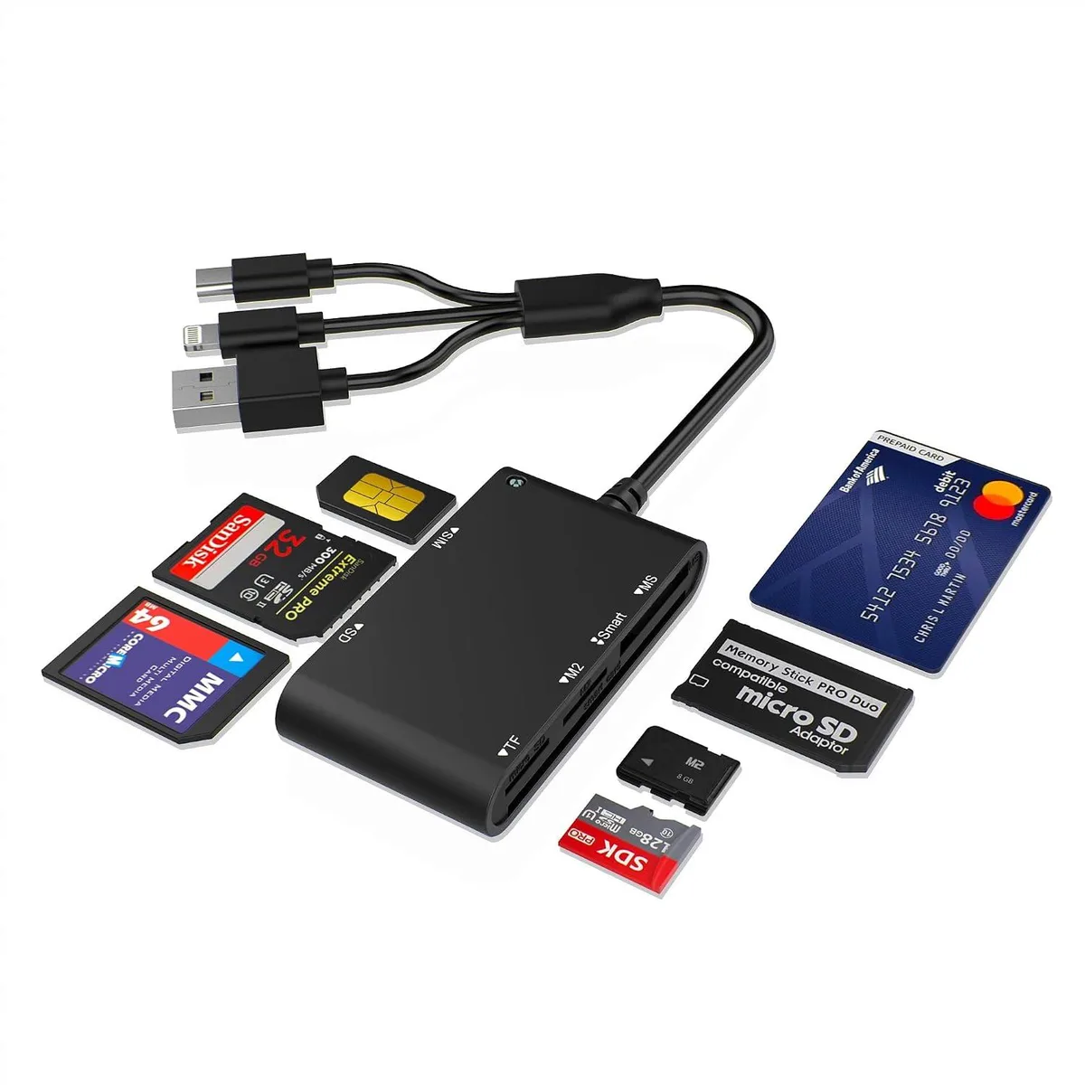 BFKK BFKK 7-in-1 Smart Card Reader Lightning USB-C USB-A — product photo
