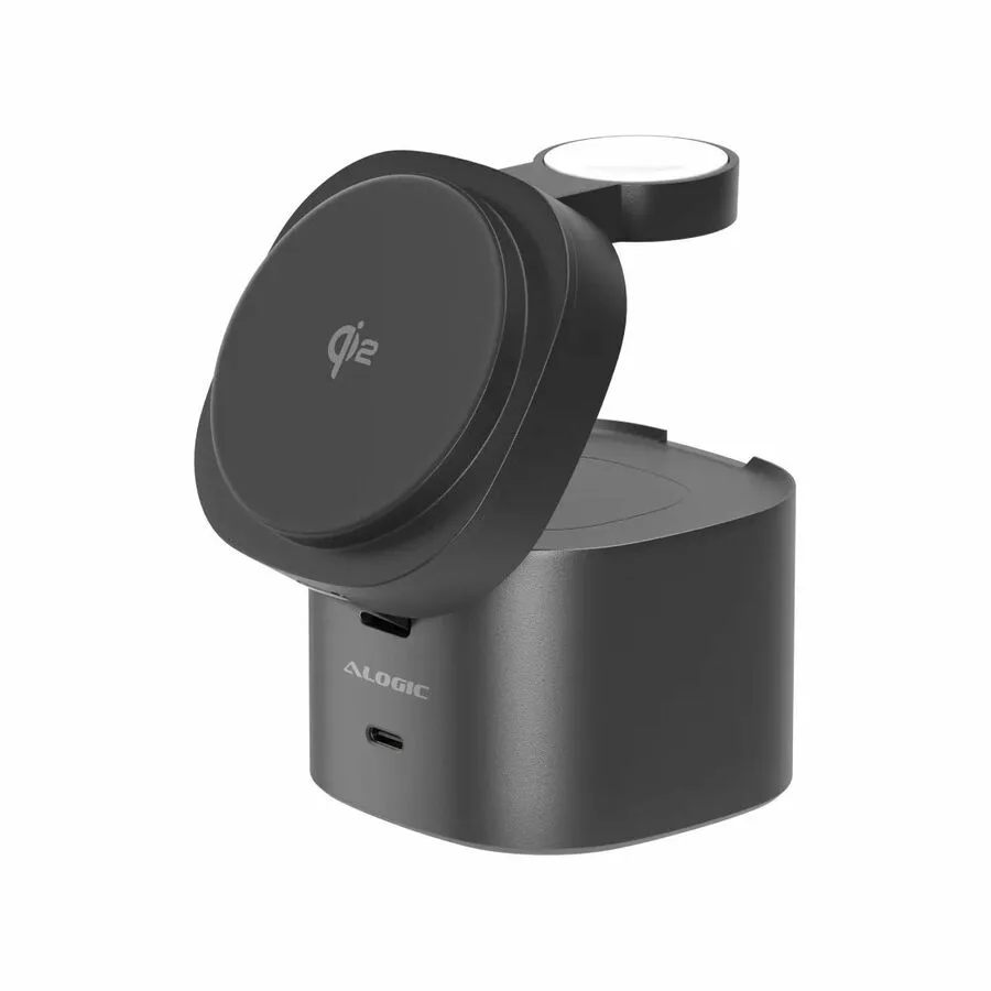 ALOGIC ALOGIC AL41WCPO-BK PowerPod 4-in-1 Qi2 Wireless Charging Stand Black — product photo
