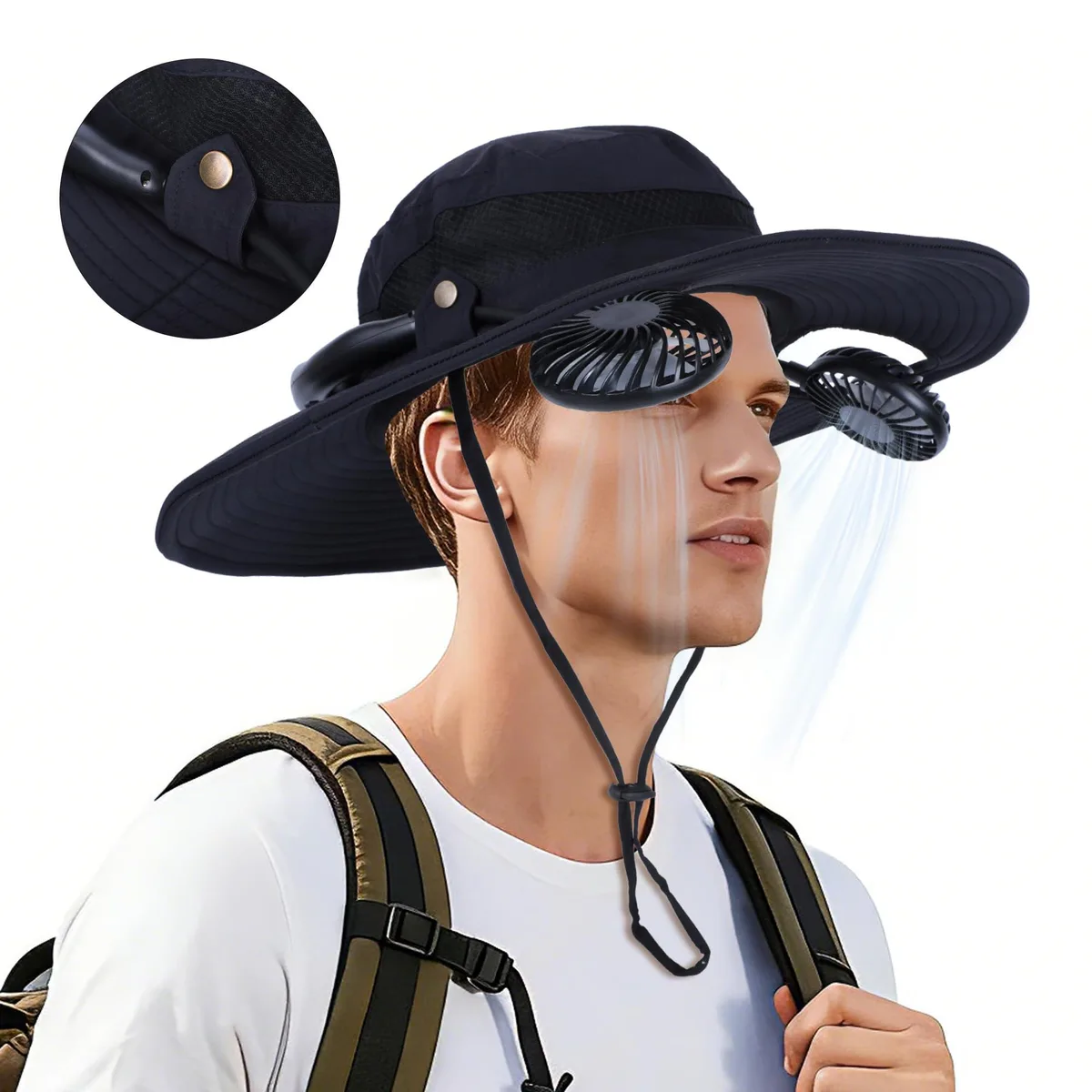 Hat 2-in-1 Fan UPF 50+ 2000mAh Black — product photo