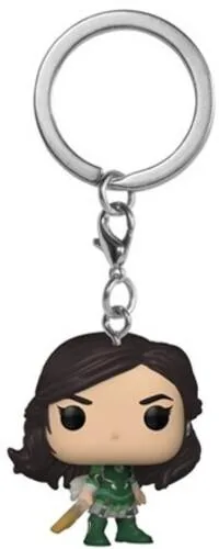 Funko Pop vinyl keychain figure of Sersi from Eternals, stylised design with keyring loop