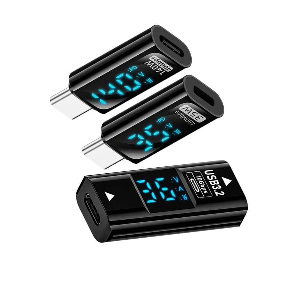 LORDWORLD LORDWORLD 3pcs USB-C Adapter Set 10Gbps 36W PD LED Display Type-C Female USB-A 8P Current Voltage — product photo