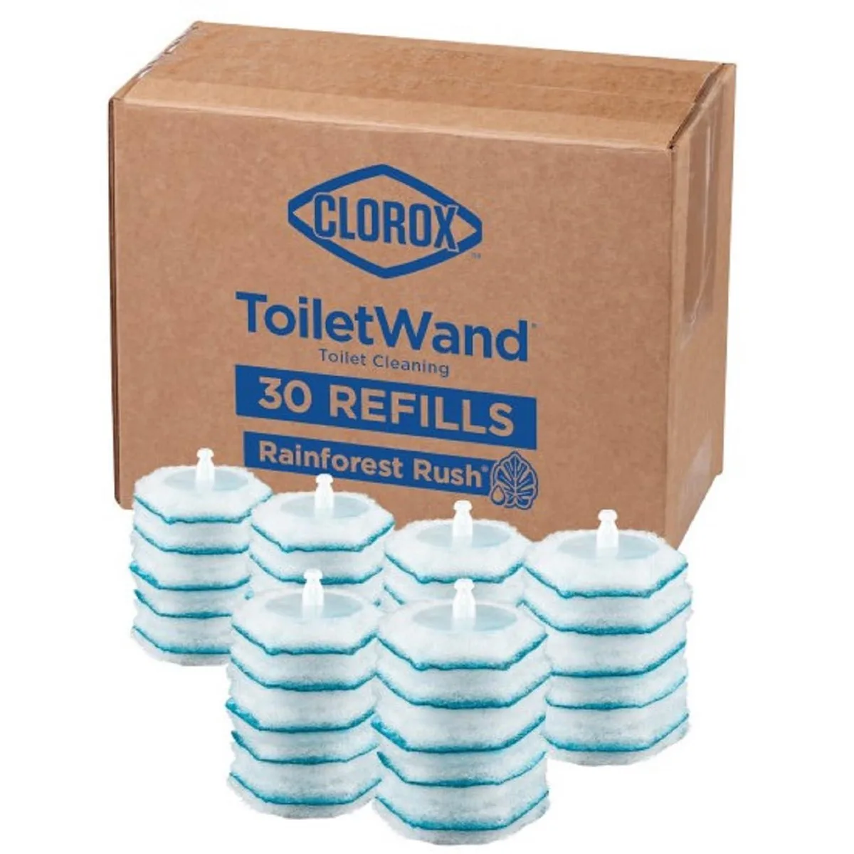 White hexagonal cleaning pads in a 30-count refill pack