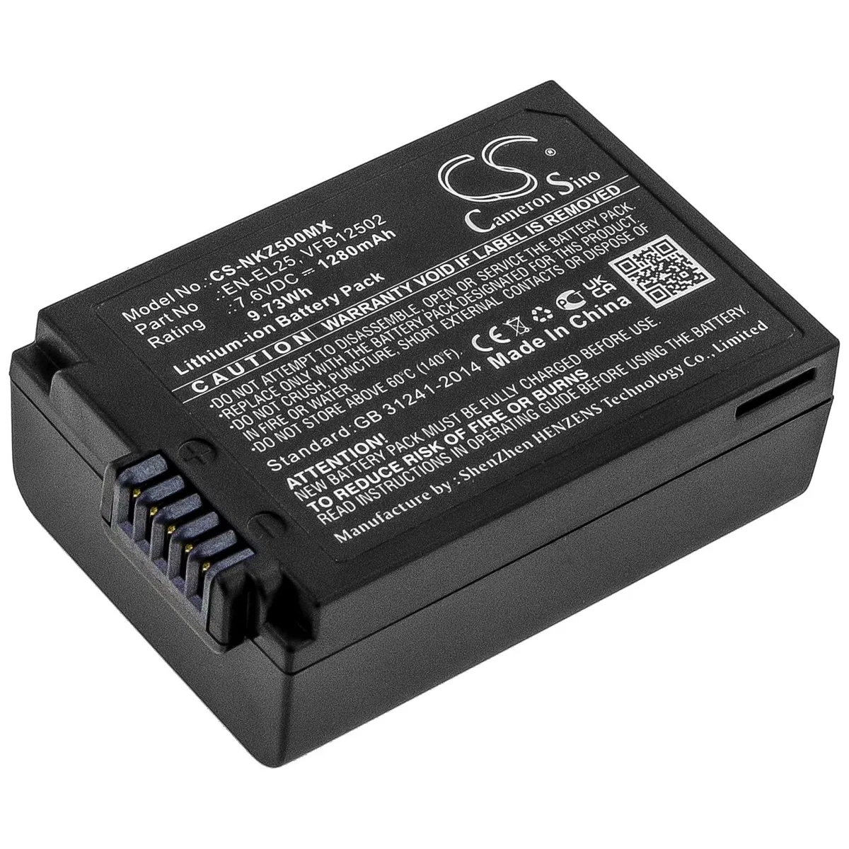  Cameron Sino EN-EL25 VFB12502 1280mAh 9.73Wh camera battery — product photo