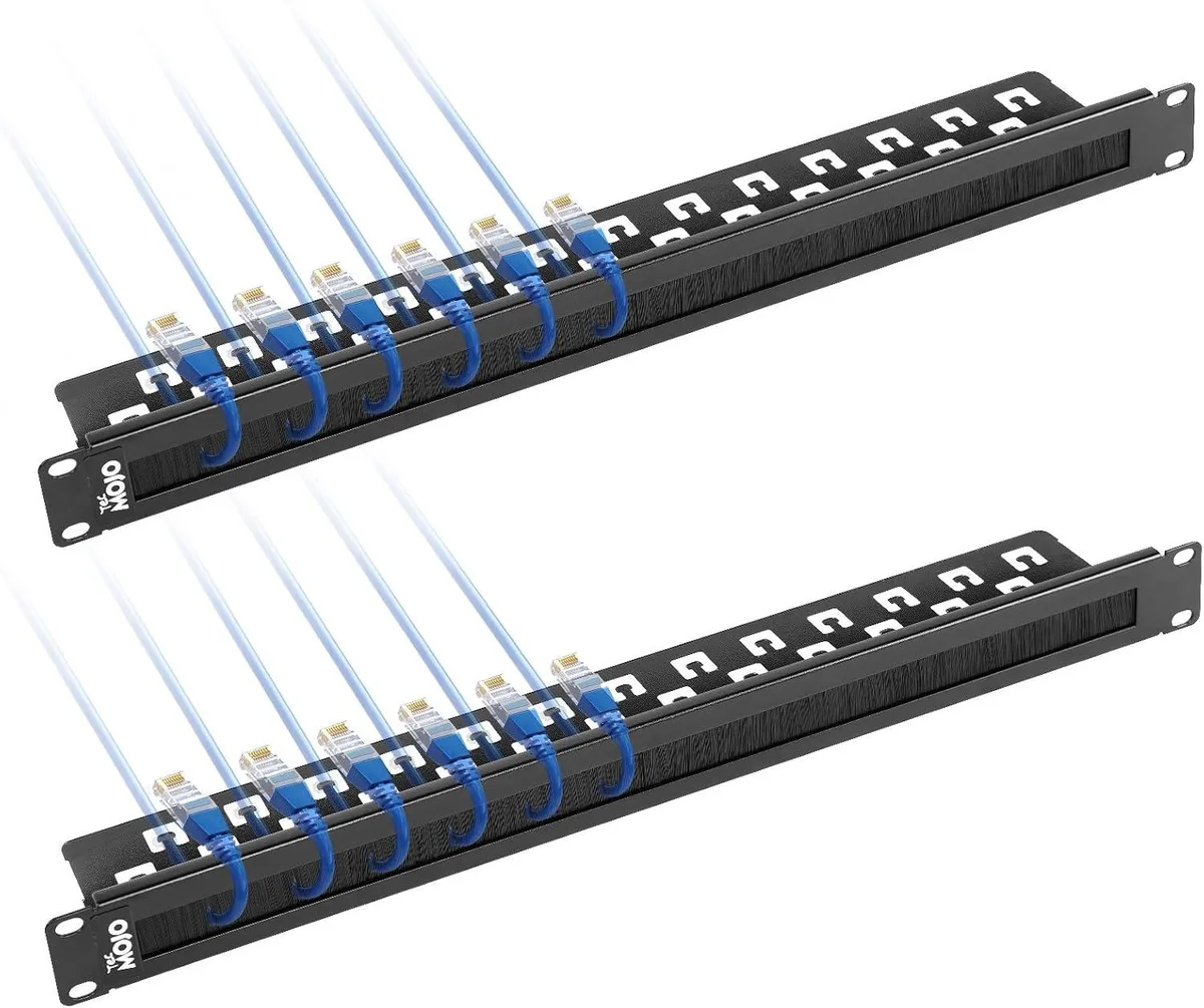 BFKK BFKK 1U 2-Pack Brush Panel 19in Server Rack Cable Organizer Black — product photo