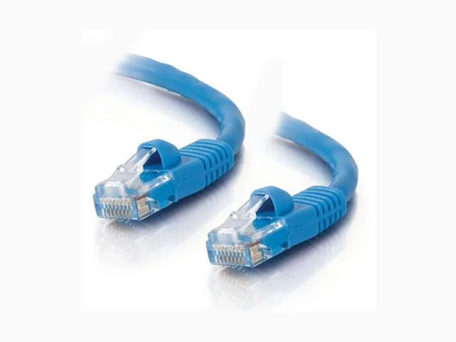 Blue Cat5e snagless patch cable with moulded boots