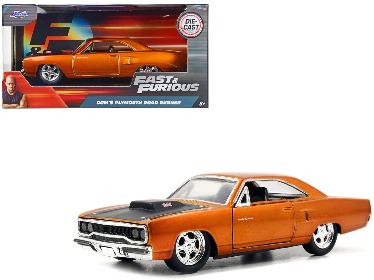 Jada Jada Dom's Plymouth Road Runner Orange Metallic Matt Black Hood Fast & Furious 1/32 Diecast Car — product photo