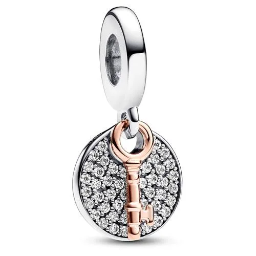 PANDORA PANDORA Two-tone Key to Happiness Double Dangle Charm 14k — product photo