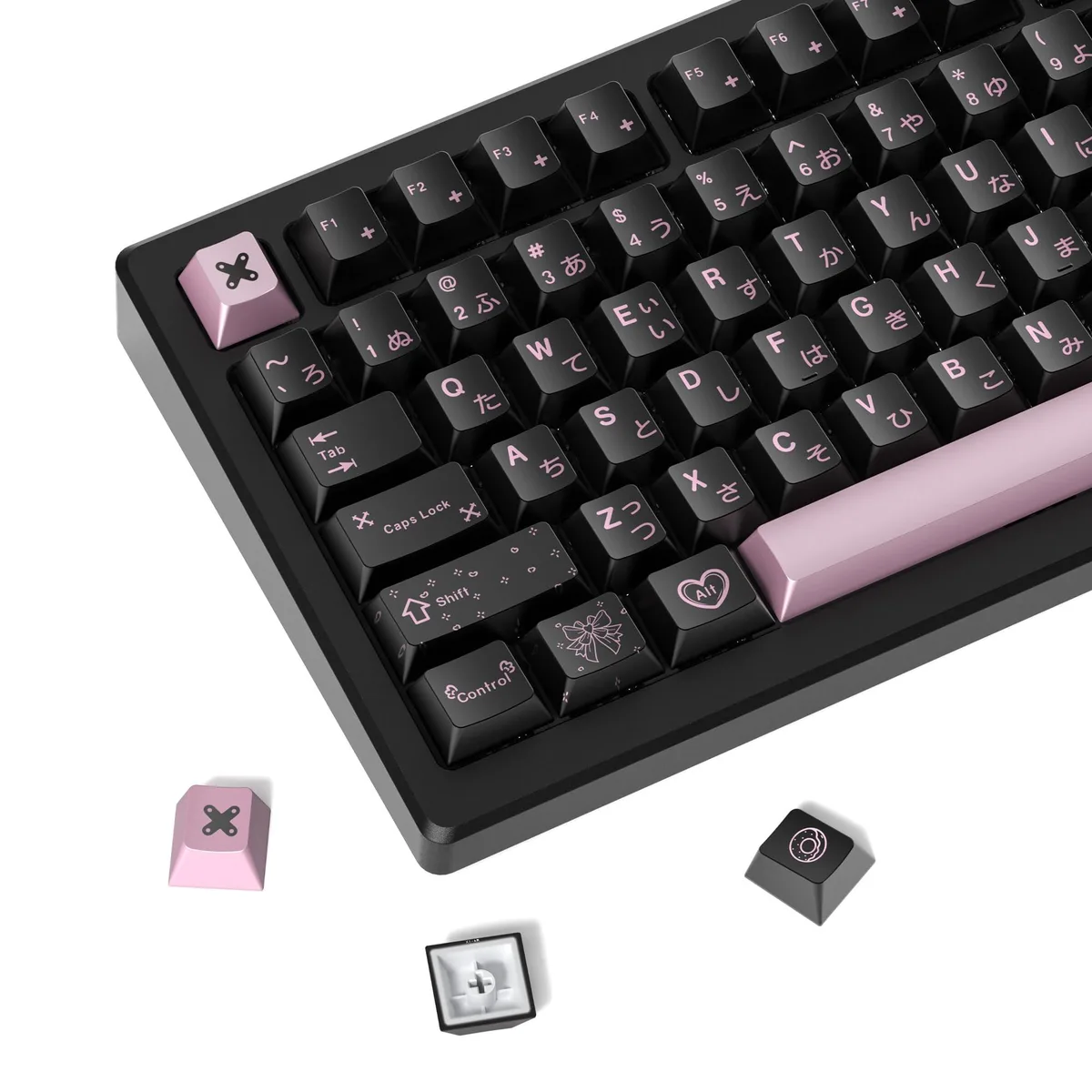Womier Womier PBT Metal Paint Keycaps 112-Key Black/Pink Cherry Profile — product photo