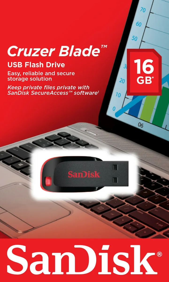 SanDisk SanDisk Cruzer Blade 16GB USB 2.0 Flash Pen Drive SDCZ50-016G-B35 16G NEW Micro — product photo