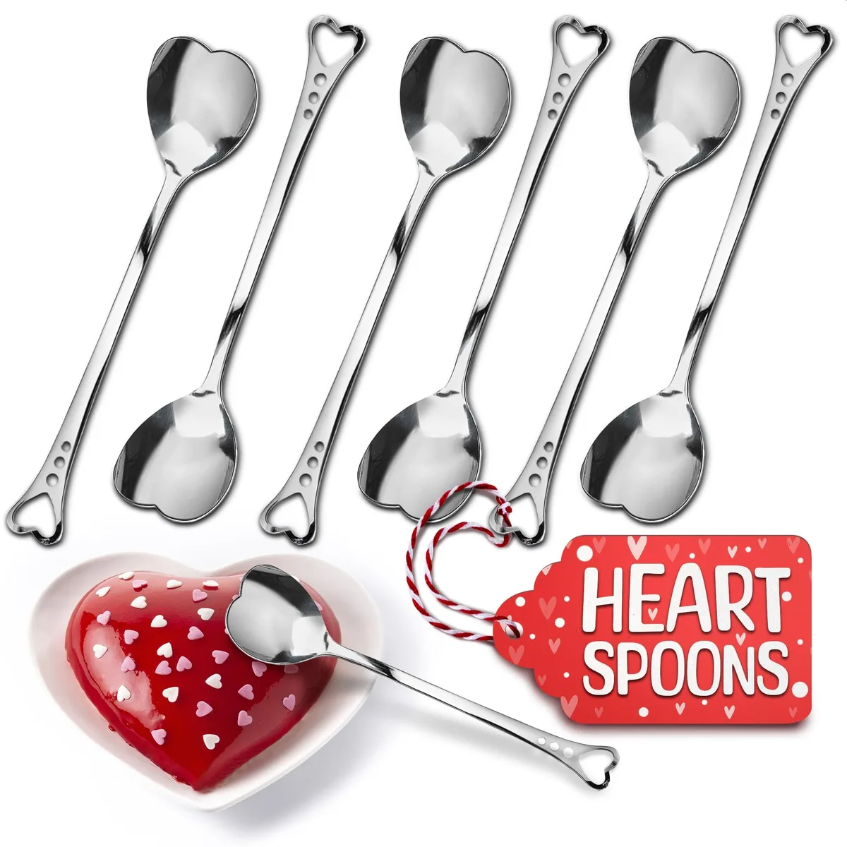 The Little Green Change SYNCHKG070673 Heart Spoons 6-Piece 5.6" Stainless Steel Cutlery — product photo