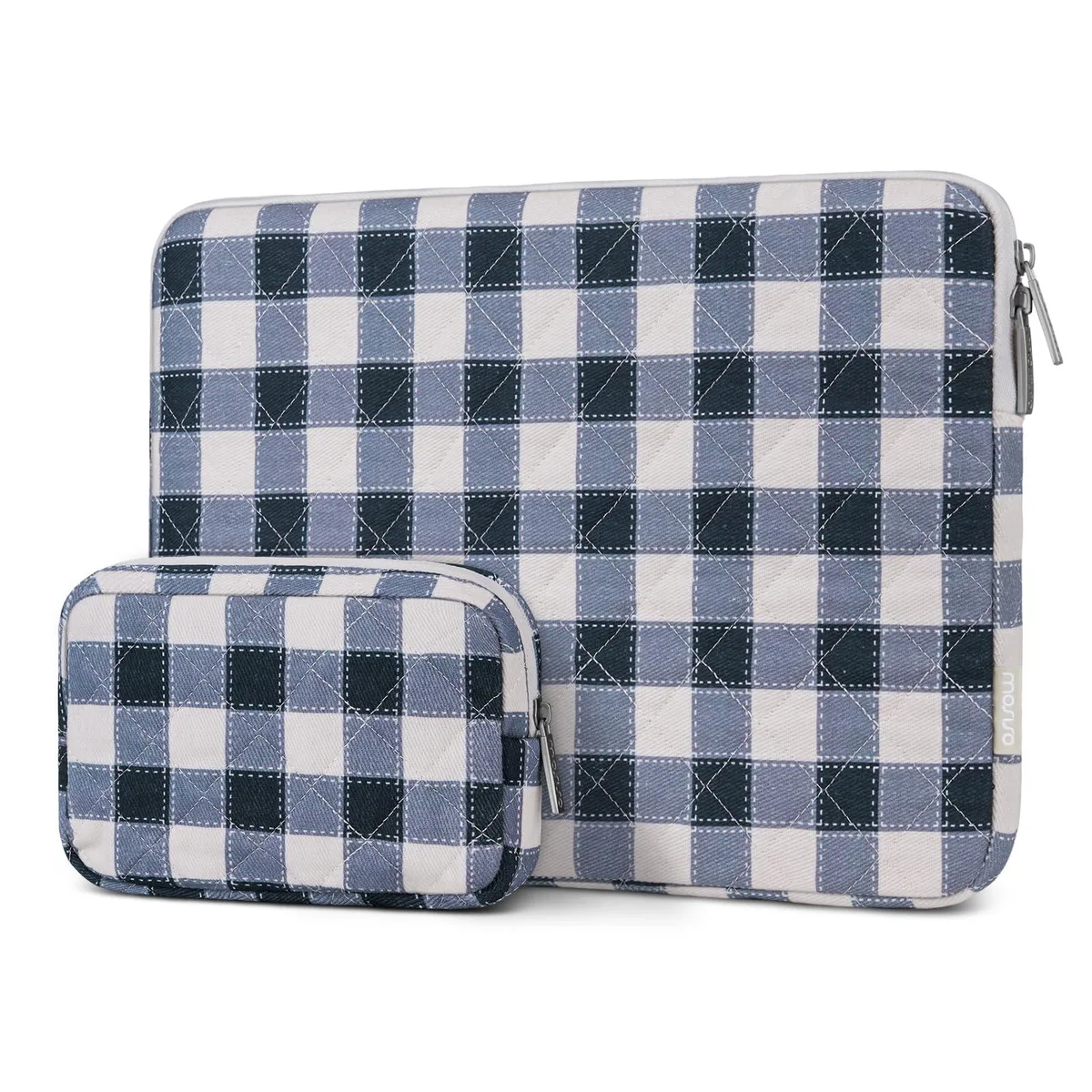  MOSISO 13.3 inch Puffy Laptop Sleeve Blue&amp;Sand Grid — product photo