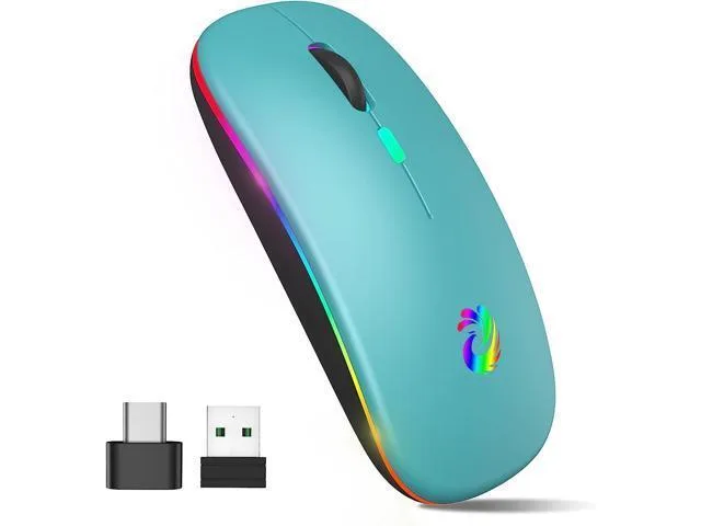 Manw Manw LED Wireless Mouse Rechargeable Slim Silent 2.4G USB Type-C 3 DPI Lake Blue — product photo