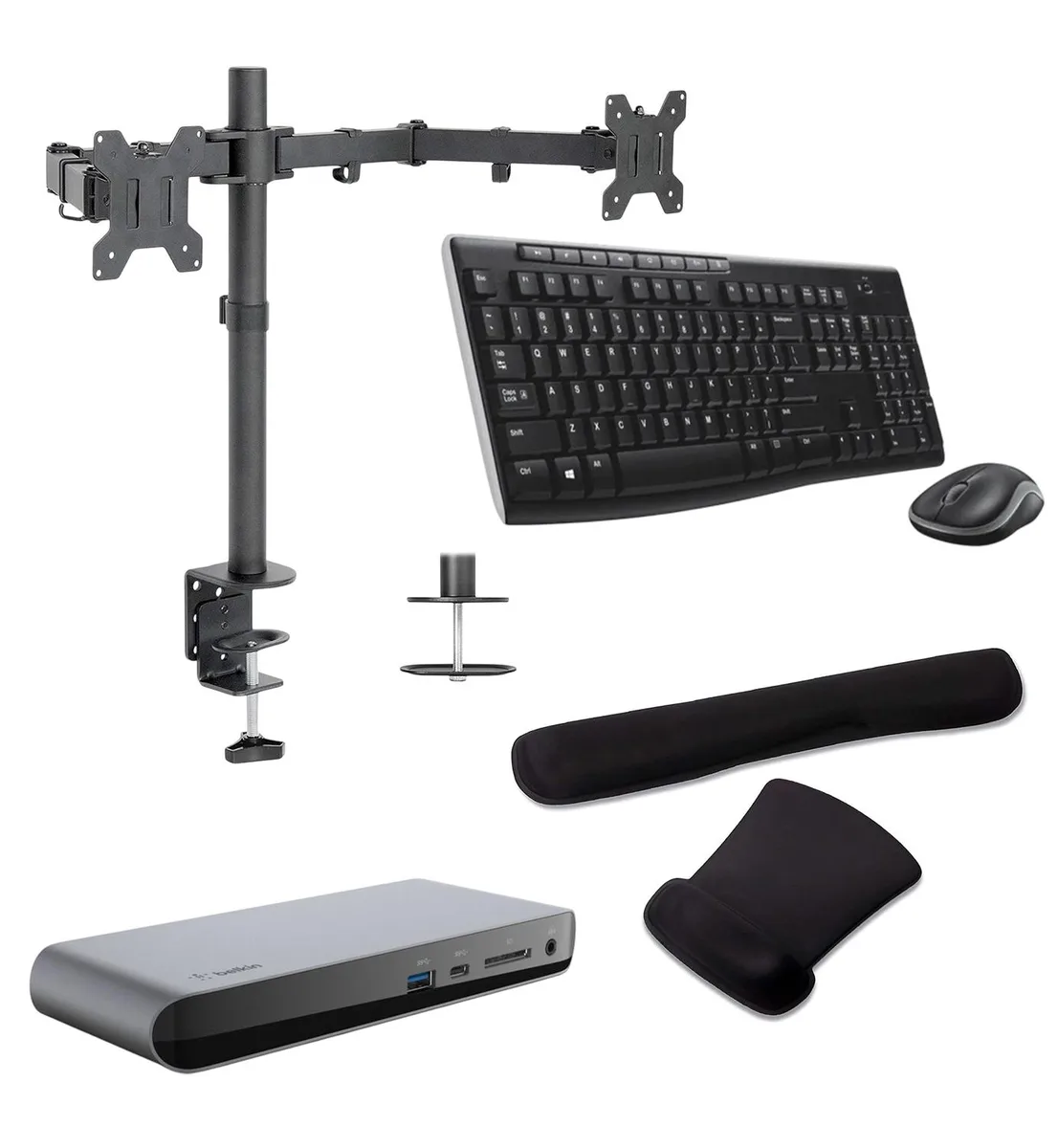 Belkin Belkin Thunderbolt 3 Dock Pro 85W Bundle with MK270 Keyboard Mouse Monitor Stand Gel Pad — product photo