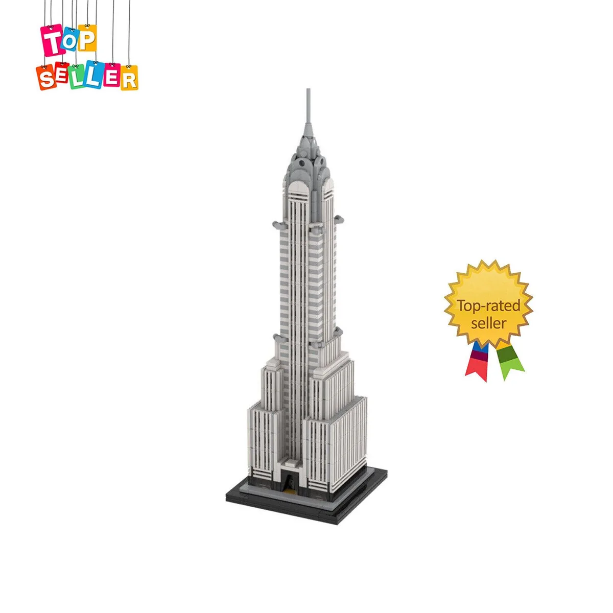 Multi-colour plastic brick model of the Chrysler Building, 810 pieces