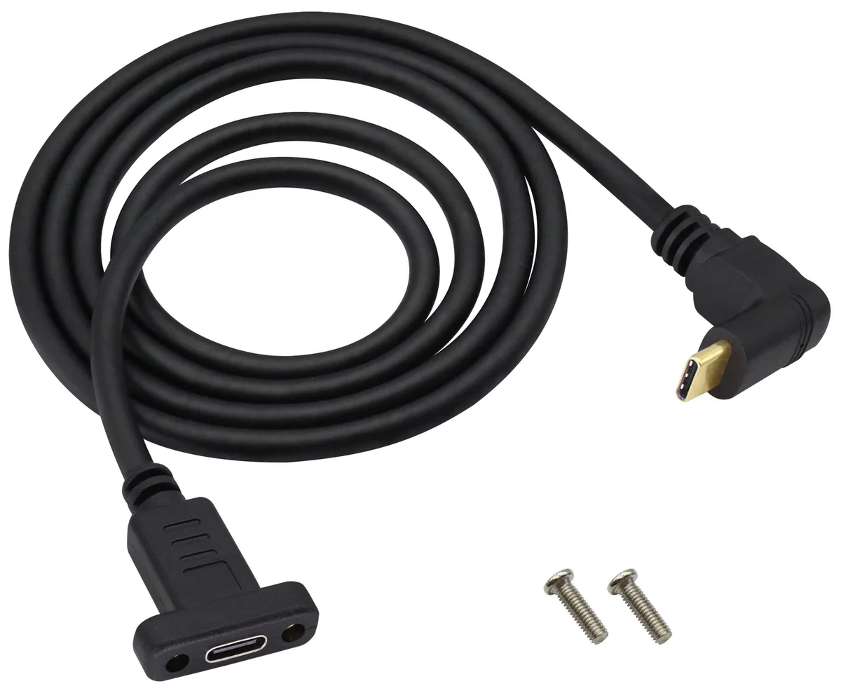 BUCIER BUCIER 90 Degree USB 3.1 Type C Panel Mount Cable Gen 2 Up&Down Angle 1m — product photo