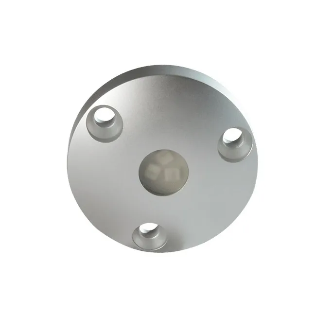 Small square white LED marine light with brushed aluminium housing, surface mount, 1.73 inch sides, 0.45 inch deep