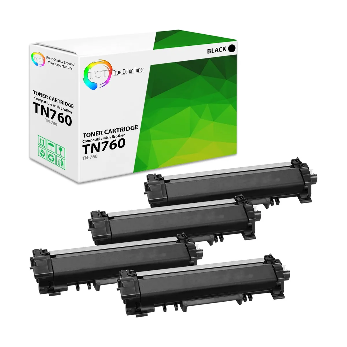 True Color Toner True Color Toner TN-760 4 Pack Black High Yield Toner Cartridge 3000 Pages — product photo