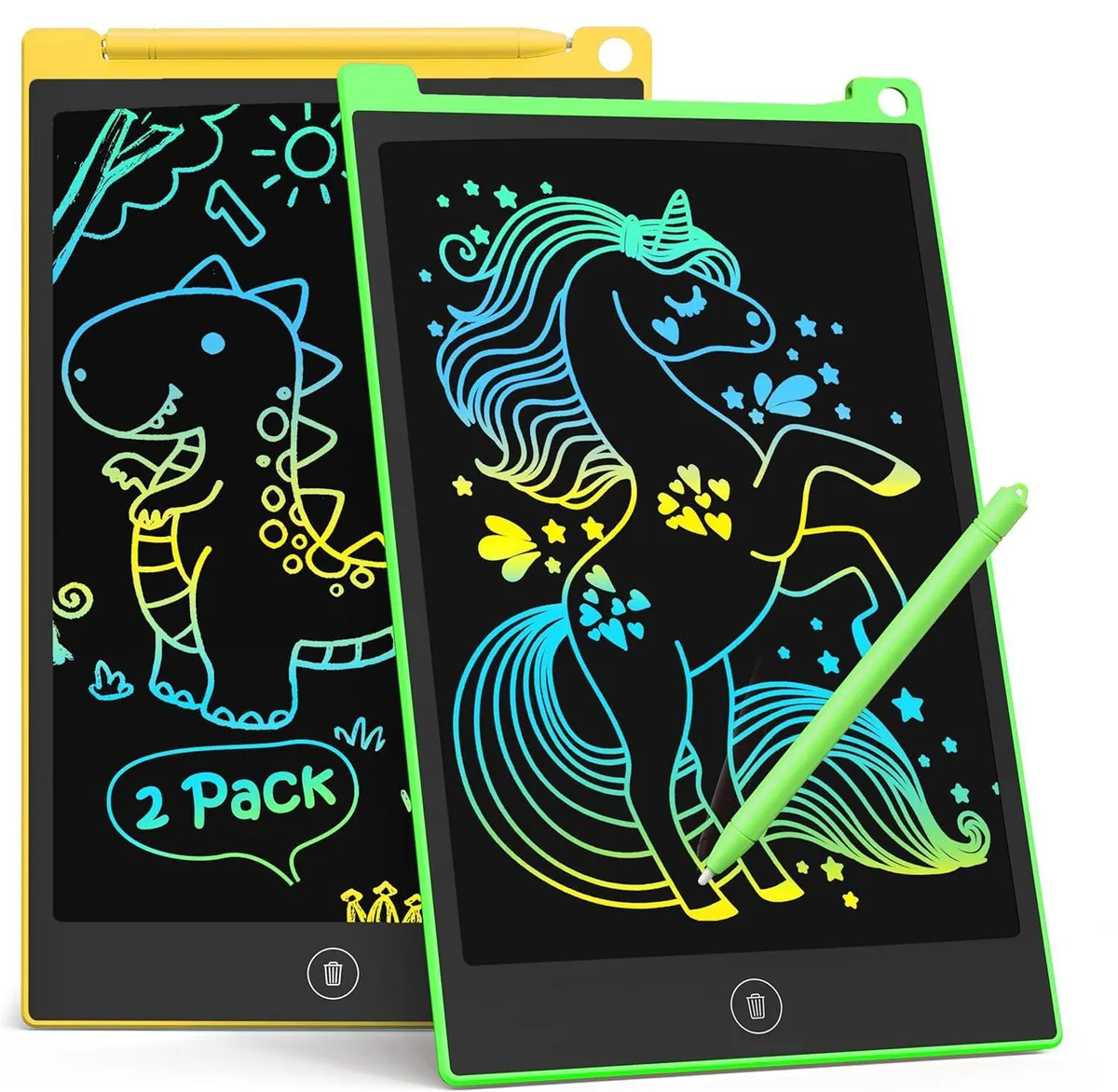  TECJOE H10A 8.5 Inch 2 Pack LCD Writing Tablet Yellow Green — product photo