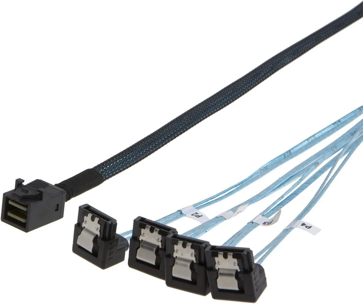 CableCreation CableCreation Mini SAS SFF-8643 to 4x SATA 90-degree cable 0.5m 1.6ft — product photo