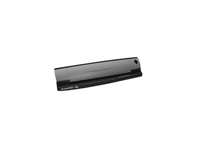 Compact sheet-fed scanner, matte black plastic, USB powered, about the size of a three-hole punch