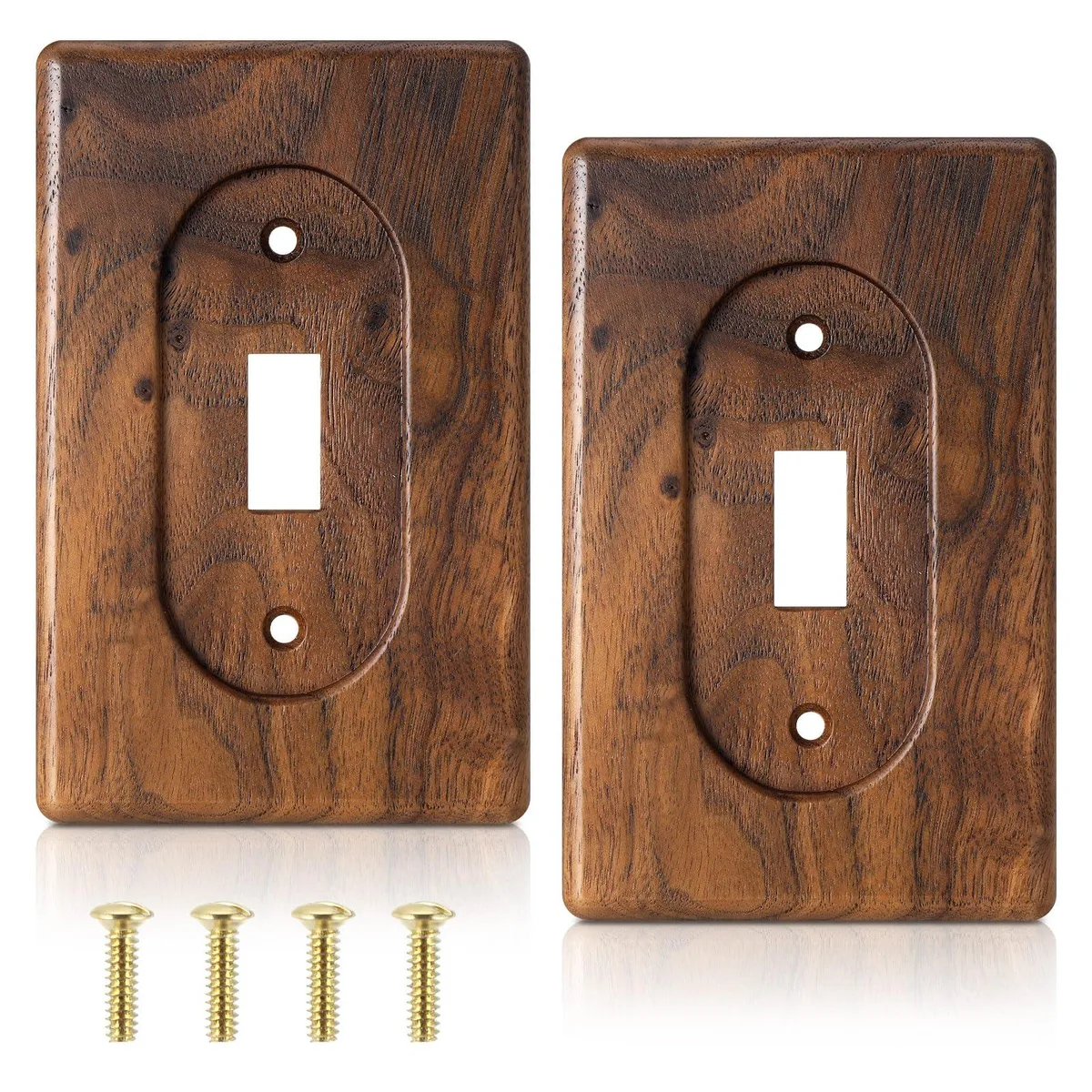  2 Pcs Walnut Wood Switch Plate HAT-Relaxweex-3175 Single Toggle 3 x 4.7 in Brown — product photo