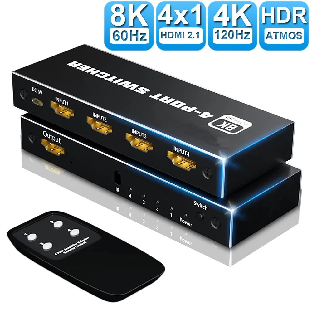 AUBEAMTO AUBEAMTO 8K HDMI Switch 4 in 1 Out 8K@60Hz 4K@120Hz IR Remote — product photo