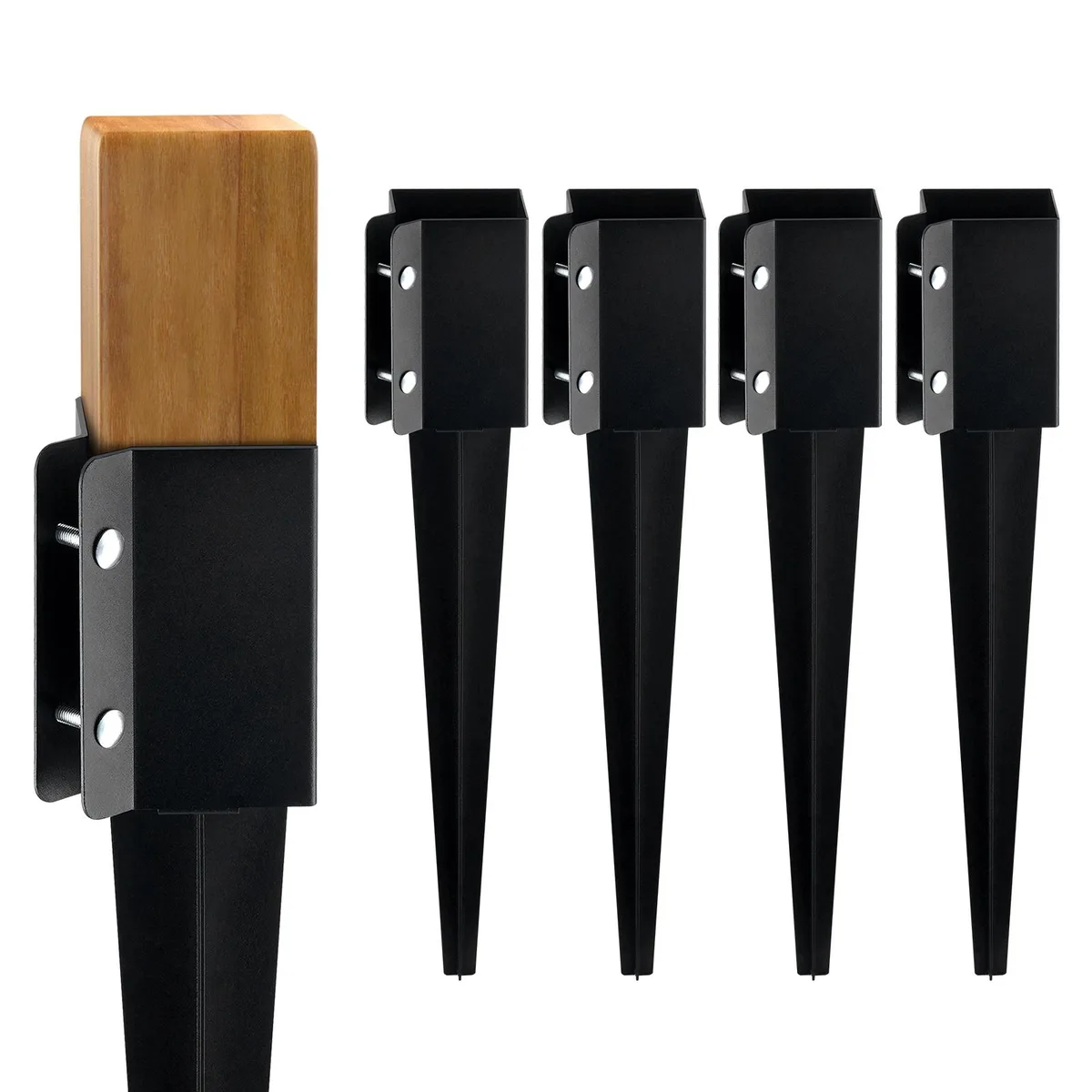 VEVOR VEVOR Fence Post Anchor Ground Spike 4 Pack 24in 3.5in Inner Diameter Black Powder Coated Steel — product photo