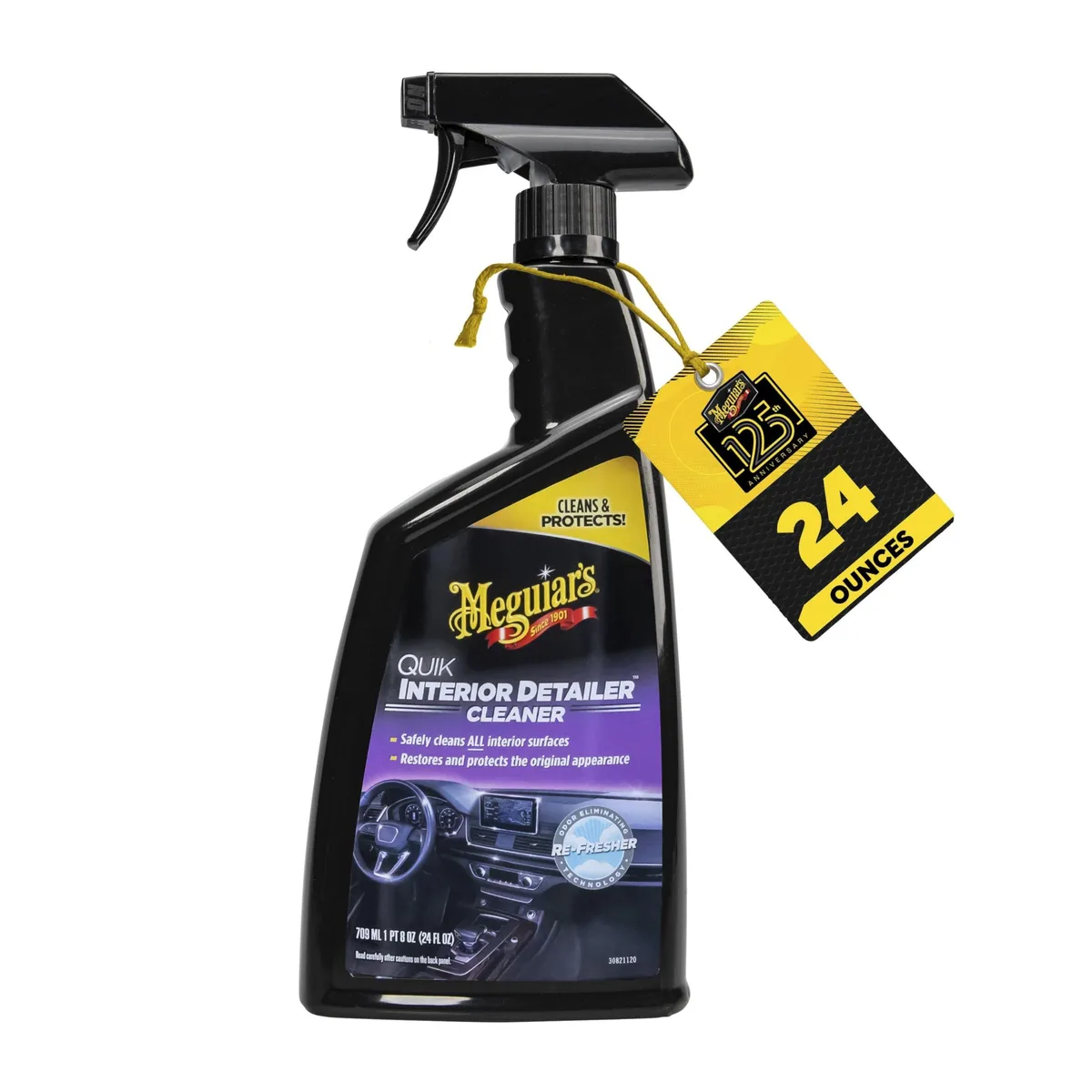 Blue 24 oz spray bottle with trigger for car interior cleaning