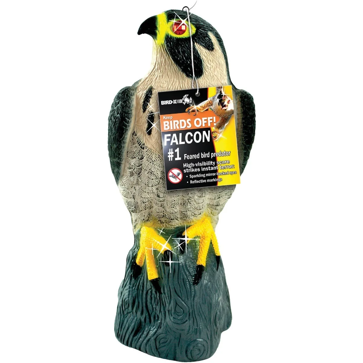 17 inch tall gray and yellow plastic falcon decoy