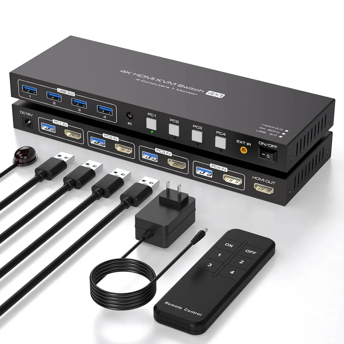 WRIARICH WRIARICH SW240 4-Port HDMI KVM Switch 4K@60Hz USB 3.0 — product photo