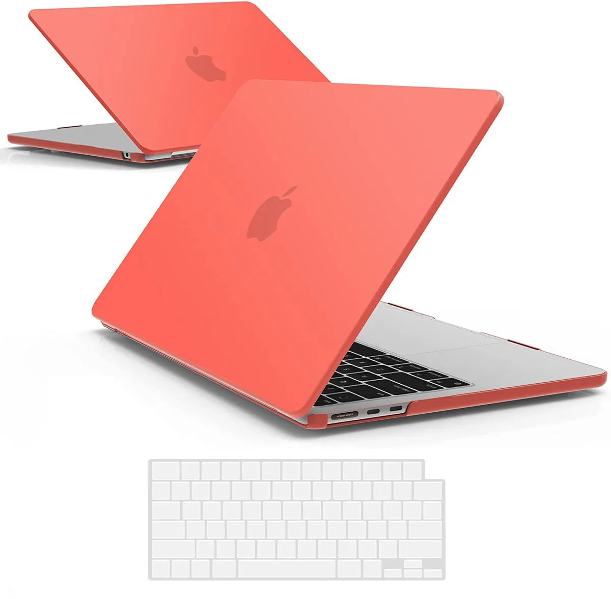 Orange hard-shell laptop case with keyboard cover skin