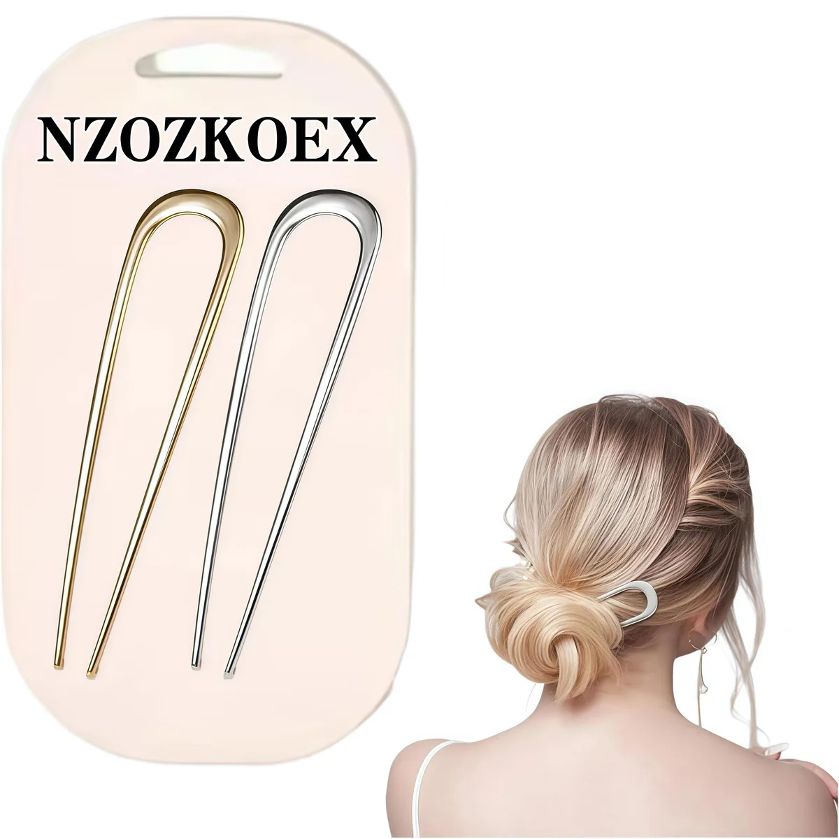  NZOZKOEX TU-S2IG-FL7E U-Shaped Hair Pin 5.5 Inch 2 Pack — product photo