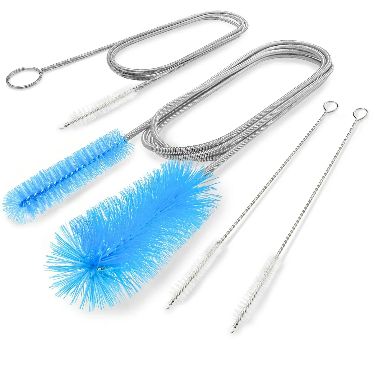 Two long flexible brushes 66in and 58in plus two short straw brushes 8in with nylon bristles