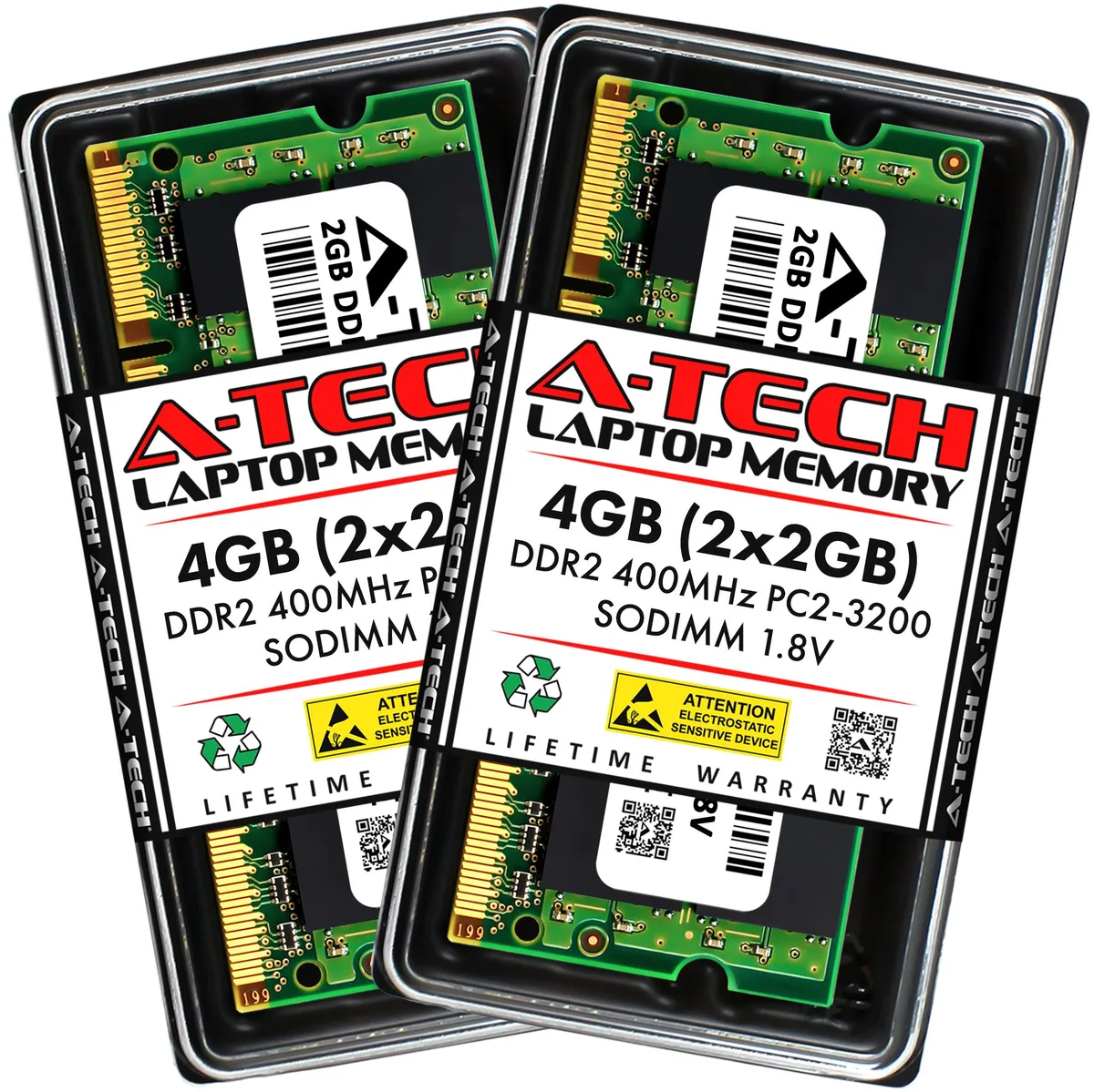A-Tech A-Tech 4GB (2x2GB) DDR2 400MHz SODIMM PC2-3200 CL3 1.8V 200-Pin Laptop RAM — product photo
