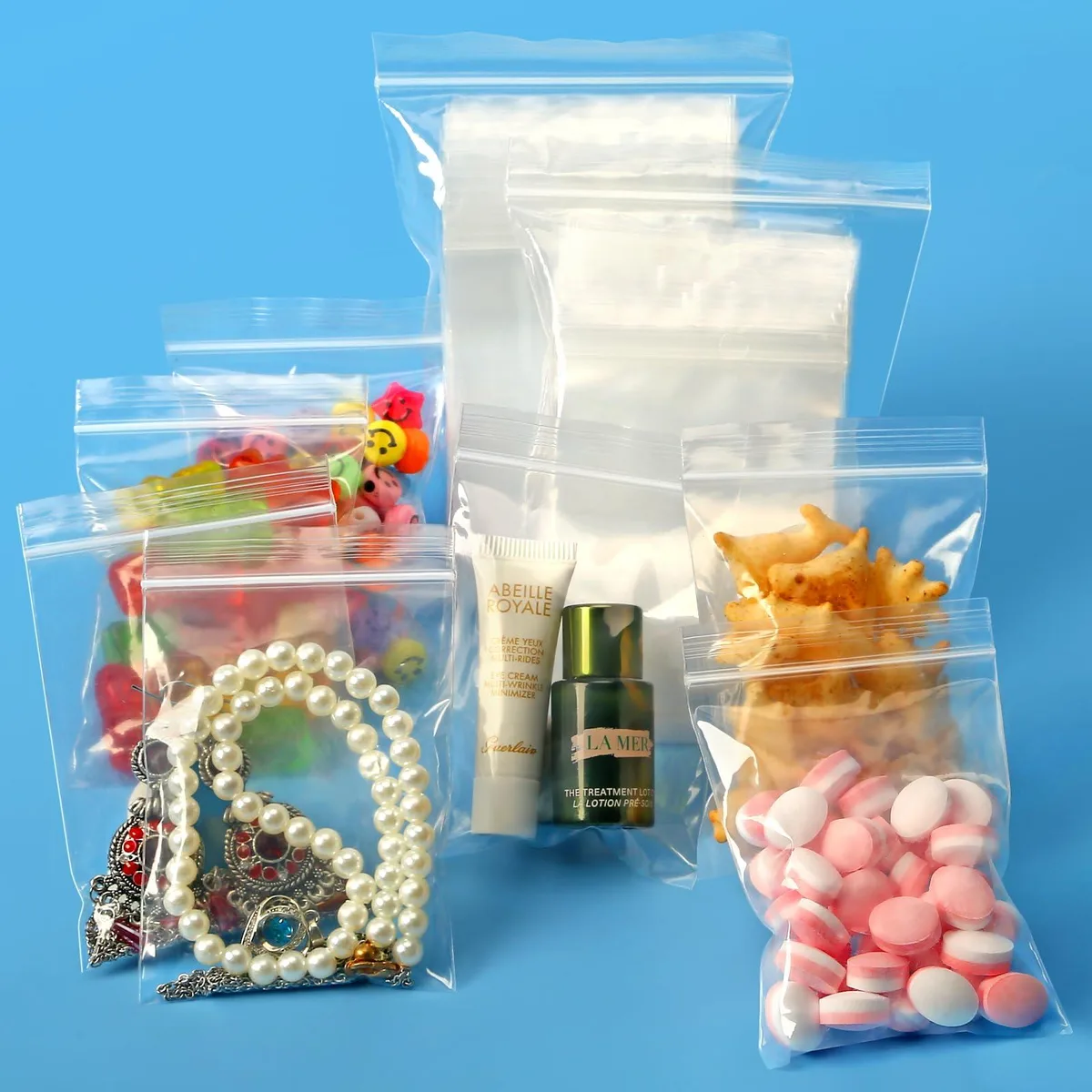 Clear 2 by 3 inch poly zipper bags, 100 pack