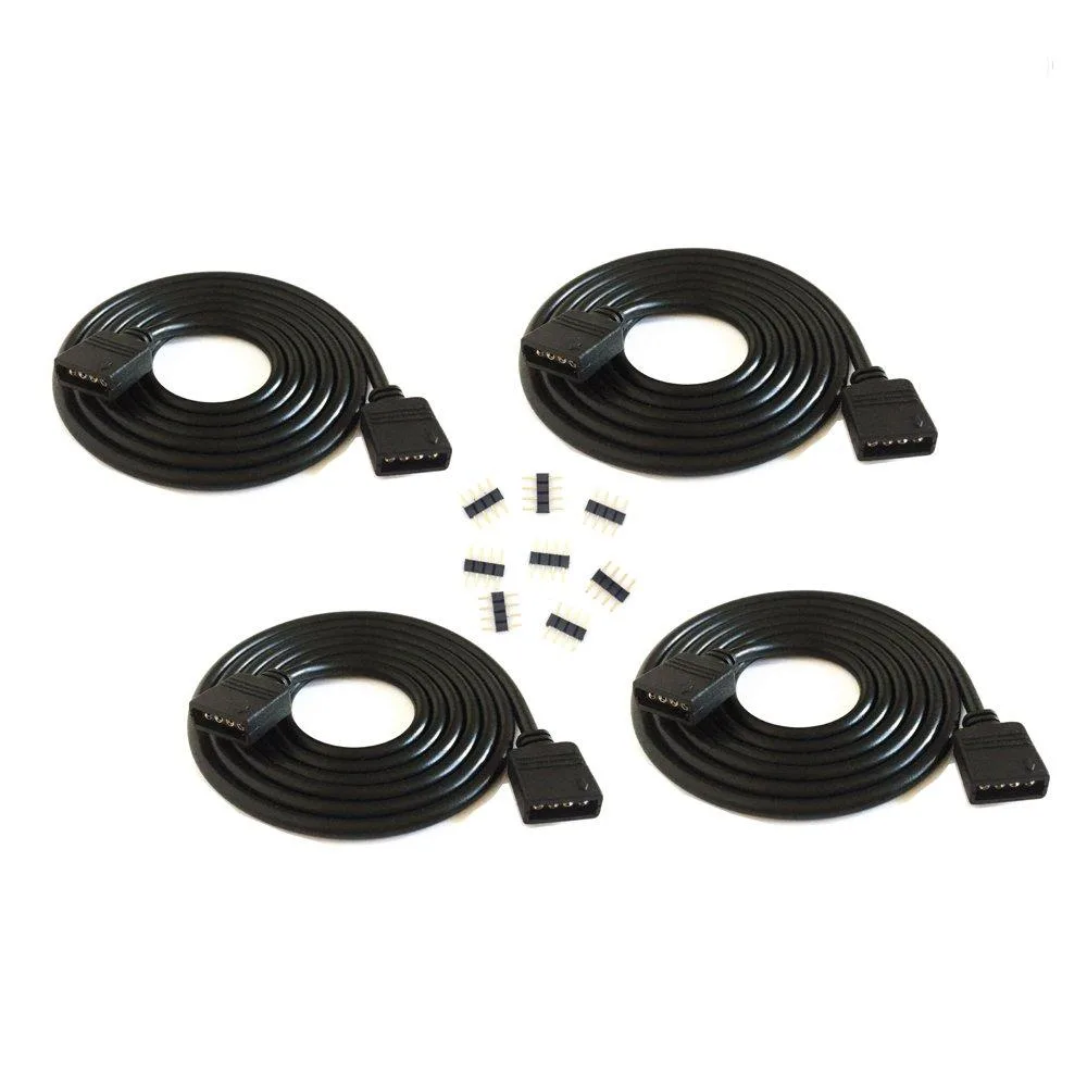  4-Pack 2 m 4-Pin RGB LED Extension Cable 10 mm 5050 3528 2835 — product photo