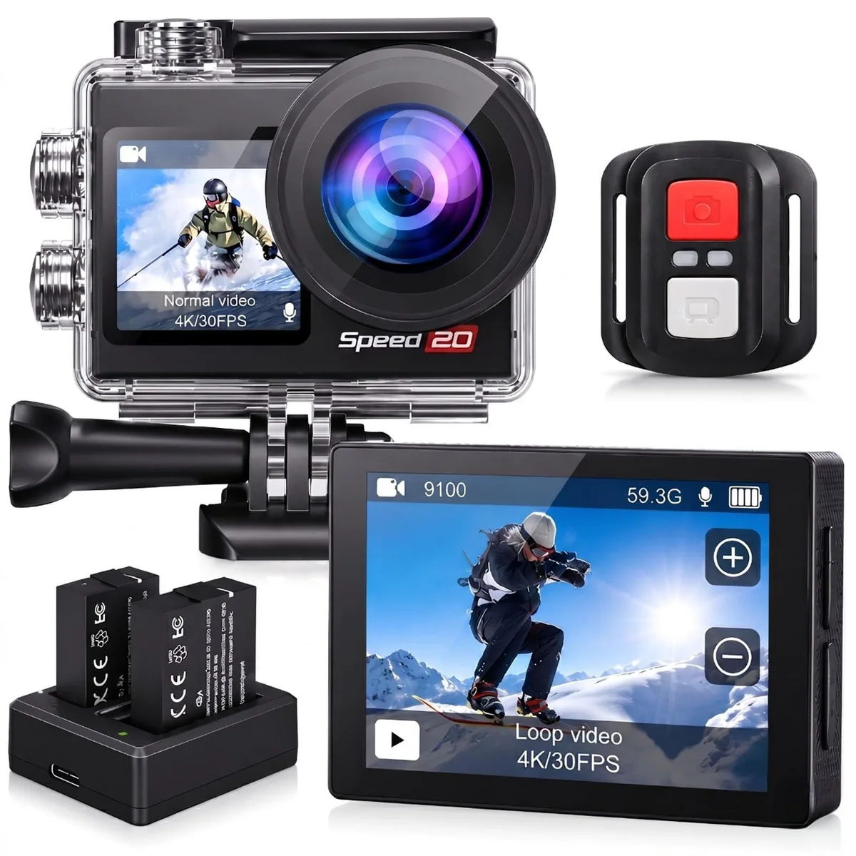  Hiicam Speed 20 4K 2160p 20MP 131ft Waterproof Action Camera — product photo