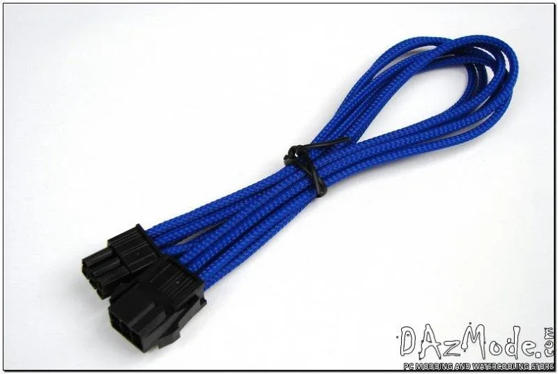 Darkside Computer Modding Darkside Computer Modding 6-Pin PCI-E 12" 30cm HSL Single Braid Extension Cable Blue UV — product photo