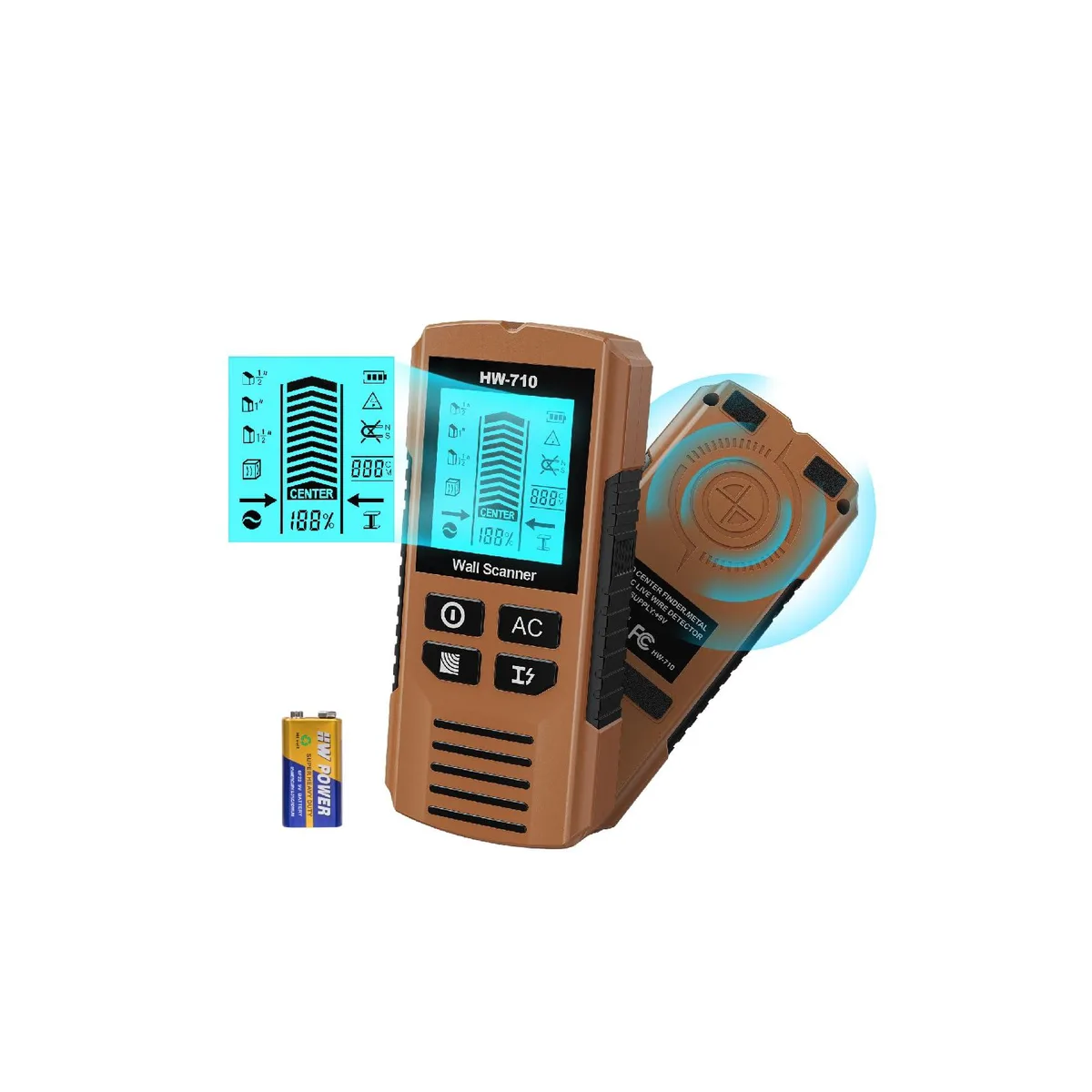  Deller 5-in-1 Stud Finder Wall Scanner .5 1.5 2.36 measurement tool — product photo