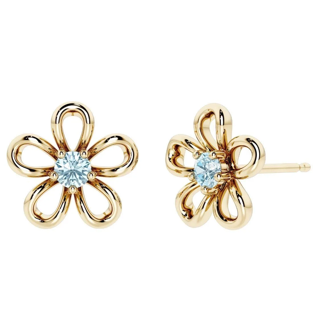 Oravo Oravo Gold Plated Sterling Silver Aquamarine Stud Earrings 4mm — product photo