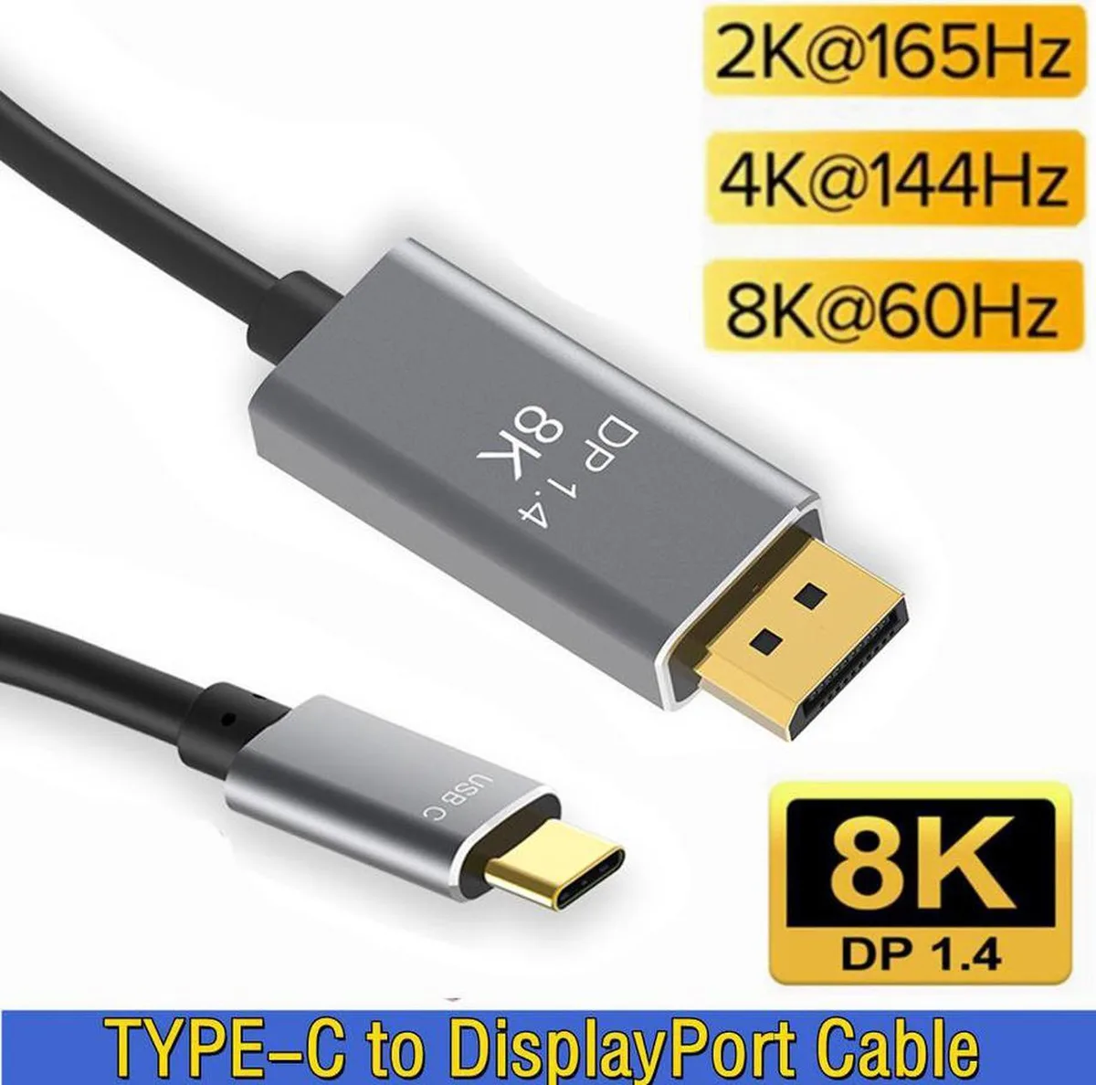 SMUGDESK SMUGDESK USB-C to DisplayPort Cable 3.3FT 1M 8K@60Hz 4K@144Hz — product photo