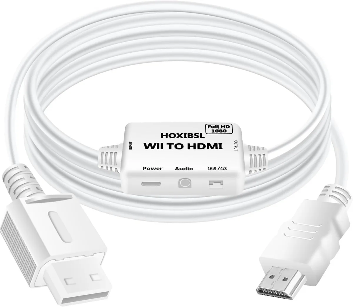 HOXIBSL Wii HDMI Media Converter White 1080p 3.5mm 78.7in 50g — product photo