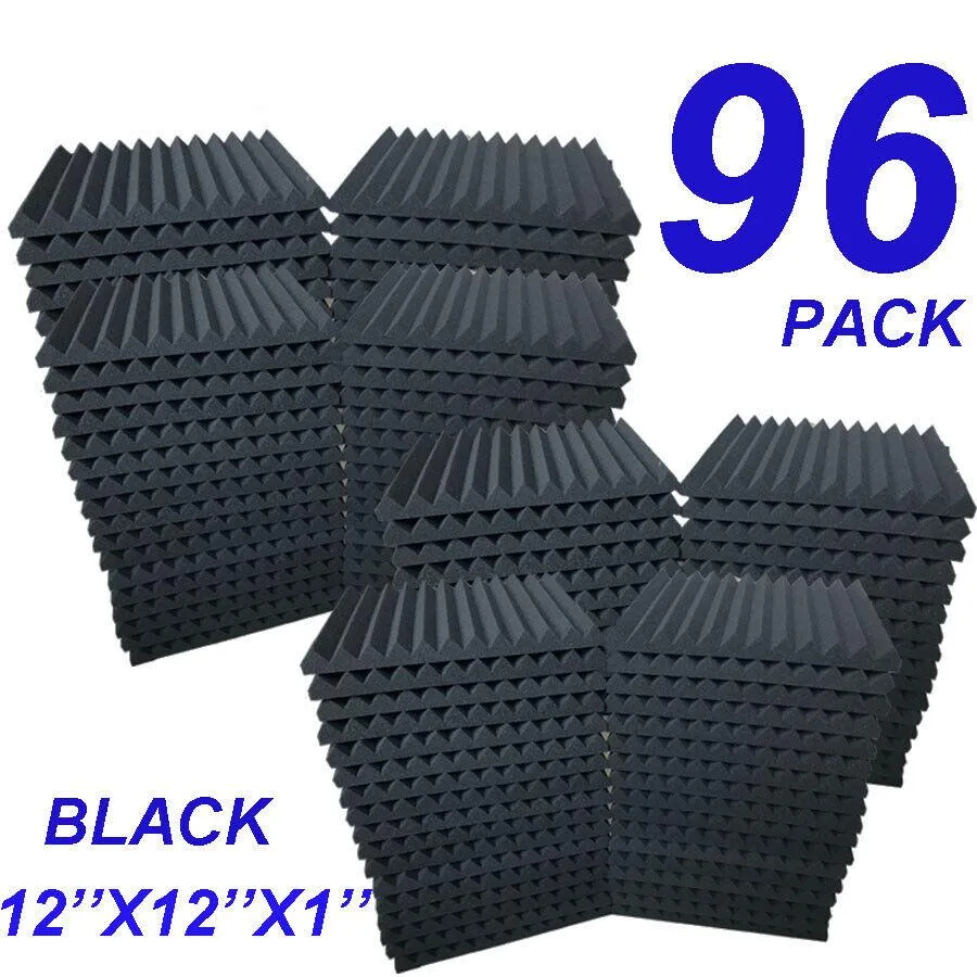 BFKK BFKK Acoustic Foam Panel Wedge 96 Pack 12x12x1 Black — product photo