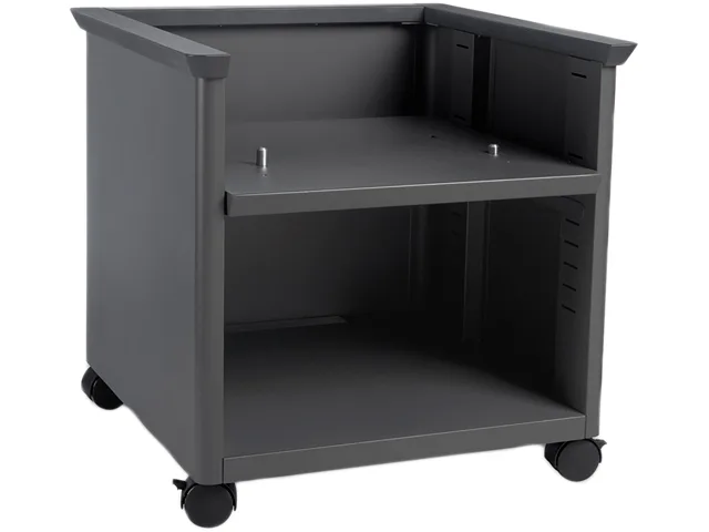 Black adjustable printer stand with open frame design