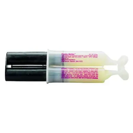 Amber acrylic adhesive in a syringe bottle