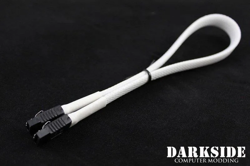 Darkside Computer Modding Darkside Computer Modding 30cm SATA 3.0 180° to 180° Data Cable with Latch White — product photo
