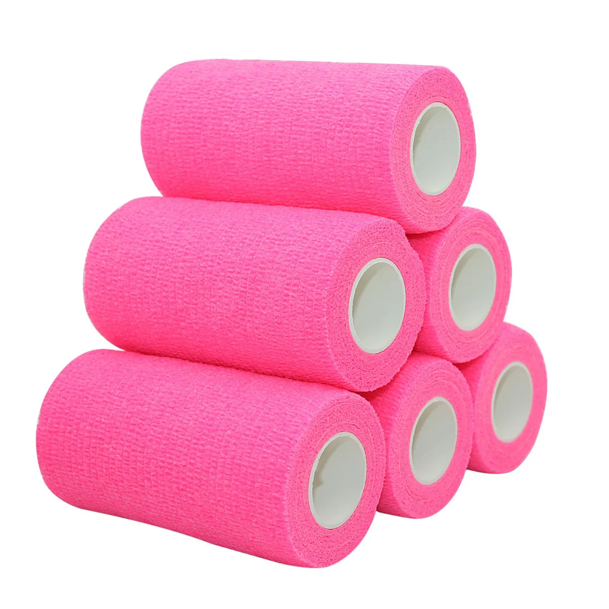 COMOmed COMOmed Self-Adherent Cohesive Bandage Latex 4"×5 yd Hot Pink 6 rolls — product photo