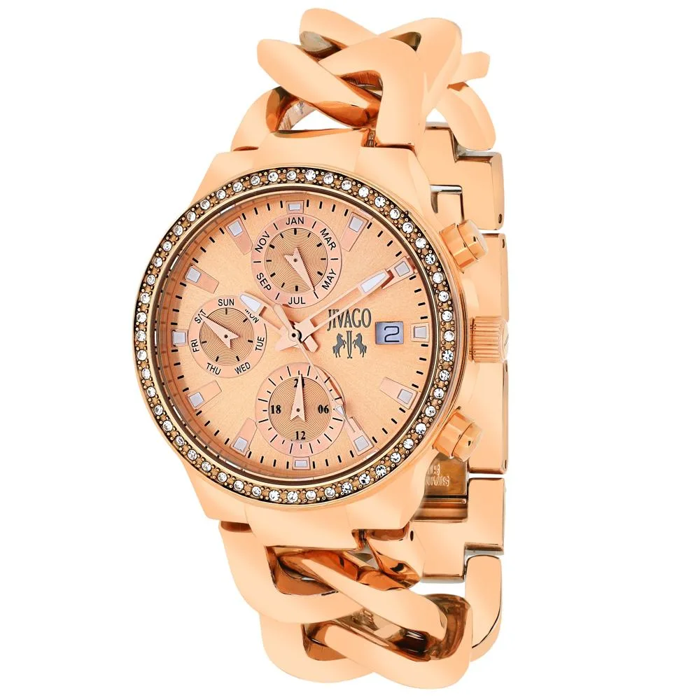 Rose gold dial watch on stainless steel bracelet