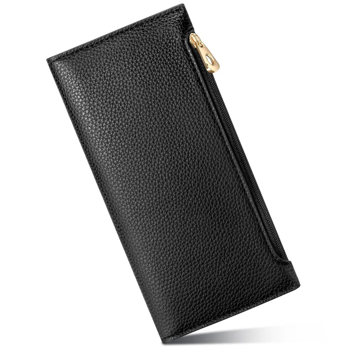  Tipmile Slim RFID Wallet Women Black 10 Card Slots Zipper 7.5in x 3.7in x .56in — product photo